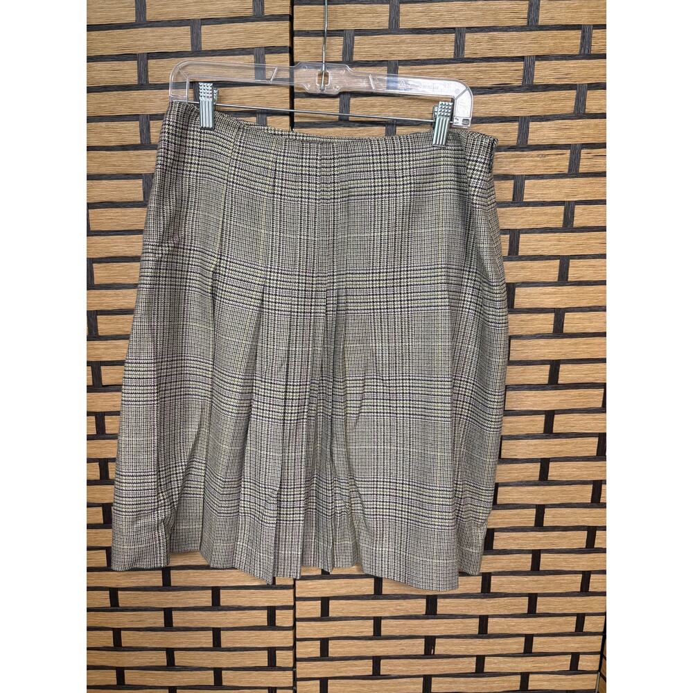 Ann Klein Stretch Plaid Wool Blend Skirt Size 10